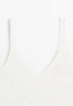 Massimo Dutti RIBBED V-NECK - Top - White -Massimo Dutti Shop 198923d6751c4525b8570641e908bc40