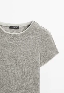 Massimo Dutti SHORT SLEEVE WITH DOUBLE TRIM - Basic T-shirt - Grey -Massimo Dutti Shop 199a174c908c4e308b0295c1aacfb8d4