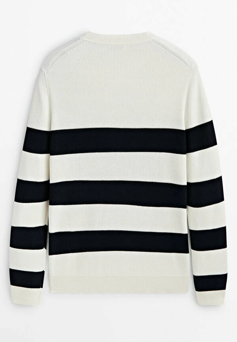 Massimo Dutti Striped Crew Neck - Jumper - Beige 8 Massimo Dutti Striped Crew Neck - Jumper - Beige - Image 6