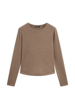 Massimo Dutti LONG SLEEVE WITH ROUNDED HEM - Long Sleeved Top - Beige -Massimo Dutti Shop 19f5cafc1e994775a2f68a80a356e4fa