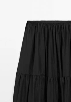 Massimo Dutti LONG FLARED WITH GATHERED DETAIL - Maxi Skirt - Black -Massimo Dutti Shop 19fa8496525a42c9995d5192a945b12e