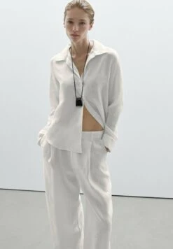 Massimo Dutti WIDE-LEG MID-RISE - Trousers - White -Massimo Dutti Shop 1a7d01b1171a4b86ae52090597a4564f