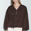 Massimo Dutti CROPPED GARMENT WITH DRAWSTRING DETAIL - Blouse - Dark Brown -Massimo Dutti Shop 1a7d0ecfd10e457683026c199a58f4b4