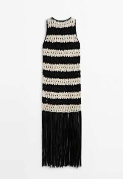 Massimo Dutti Studio - Striped BraidedWith Fringing - Maxi Dress - Black -Massimo Dutti Shop 1abe95d1200d4df88e152329100123c2