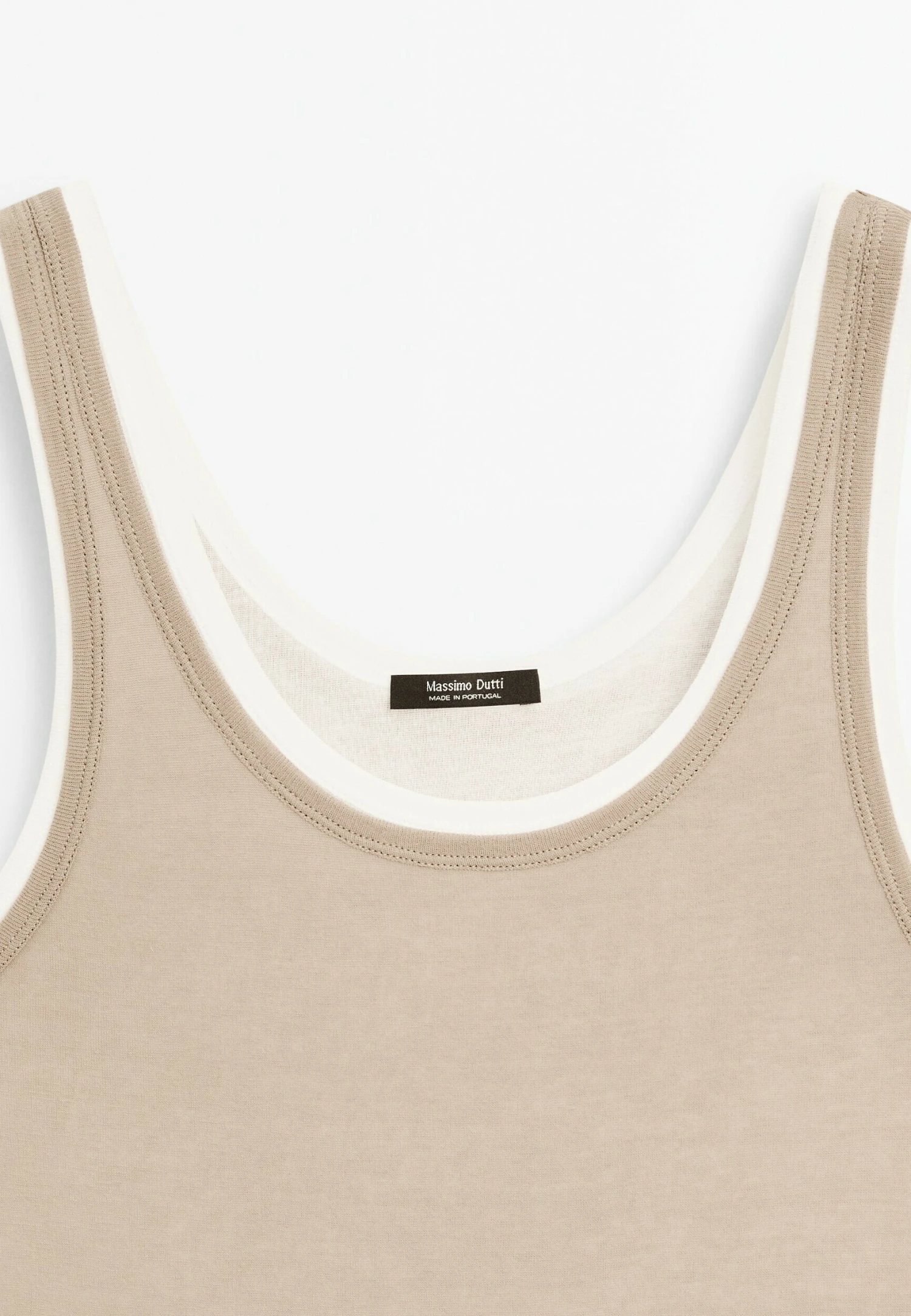 Massimo Dutti DOUBLE-STRAP WITH ROUND NECK - Basic T-shirt - Beige 11 Massimo Dutti DOUBLE-STRAP WITH ROUND NECK - Basic T-shirt - Beige - Image 9