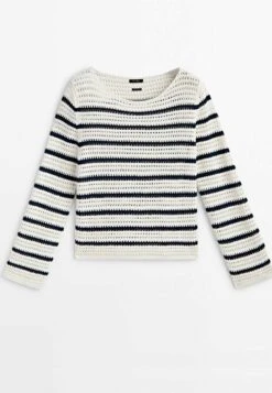 Massimo Dutti Striped Crochet - Jumper - Beige 23 Massimo Dutti Striped Crochet - Jumper - Beige -Massimo Dutti Shop 1b19bc027a744ed2aea3af6d621685d5