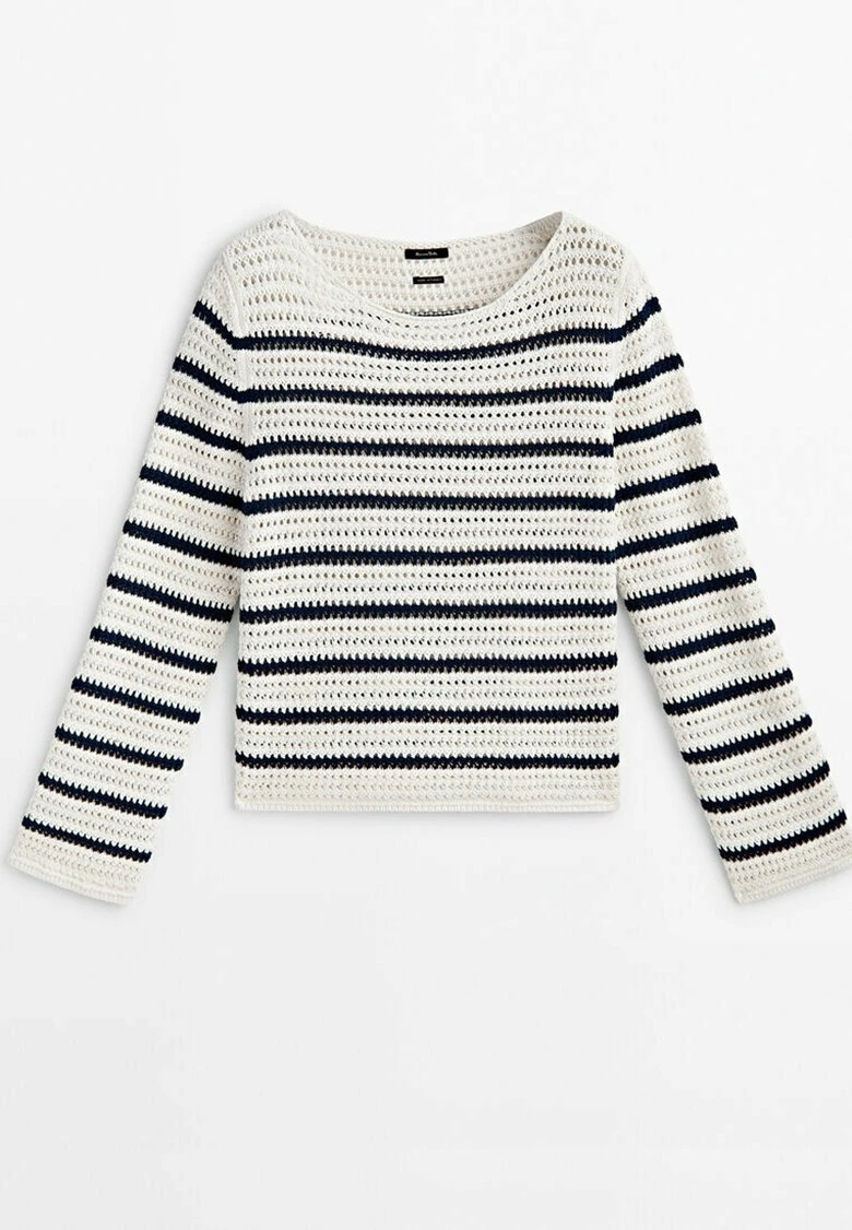 Massimo Dutti Striped Crochet - Jumper - Beige 13 Massimo Dutti Striped Crochet - Jumper - Beige - Image 11