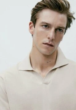 Massimo Dutti Contrast Short Sleeve - Polo Shirt - Beige -Massimo Dutti Shop 1b303c5f21e04440ad3e04e601b3387c