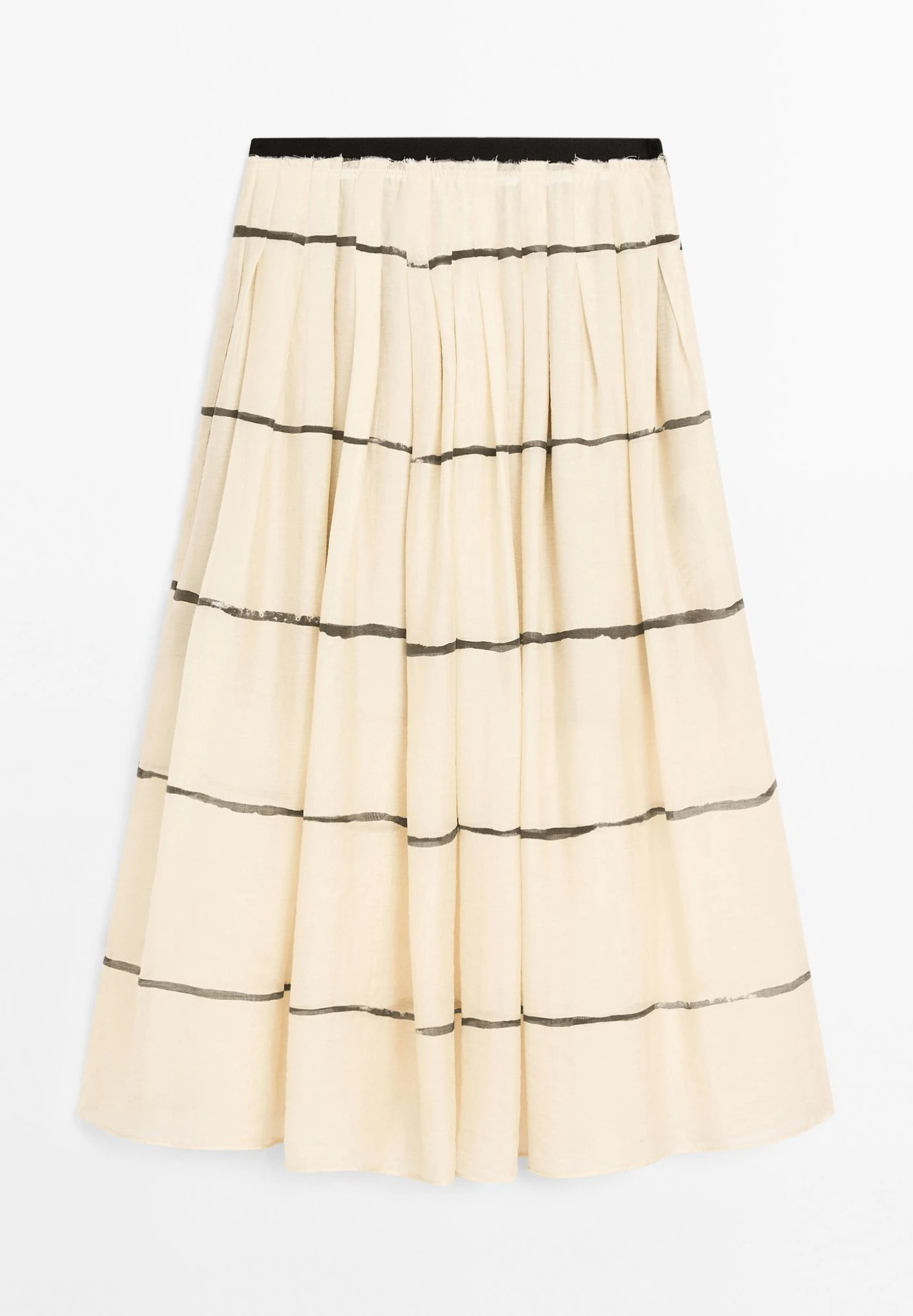 Massimo Dutti STRIPED FLOWING MIDI - Pleated Skirt - Beige 8 Massimo Dutti STRIPED FLOWING MIDI - Pleated Skirt - Beige - Image 6