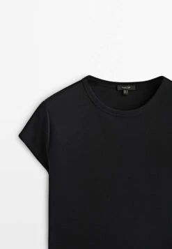 Massimo Dutti Mercerised - Basic T-Shirt - Black -Massimo Dutti Shop 1bee75829a25460e9edeaf9c3d820837