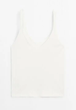 Massimo Dutti RIBBED V-NECK - Top - White -Massimo Dutti Shop 1c0b27b931c342629cd7046f3fce3797