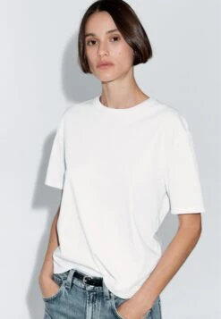 Massimo Dutti SHORT-SLEEVE WITH BACK SEAM DETAIL - Basic T-shirt - White