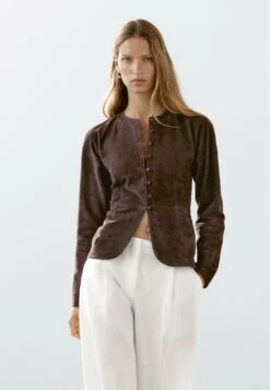 Massimo Dutti SHORT - Blouse - Dark Brown