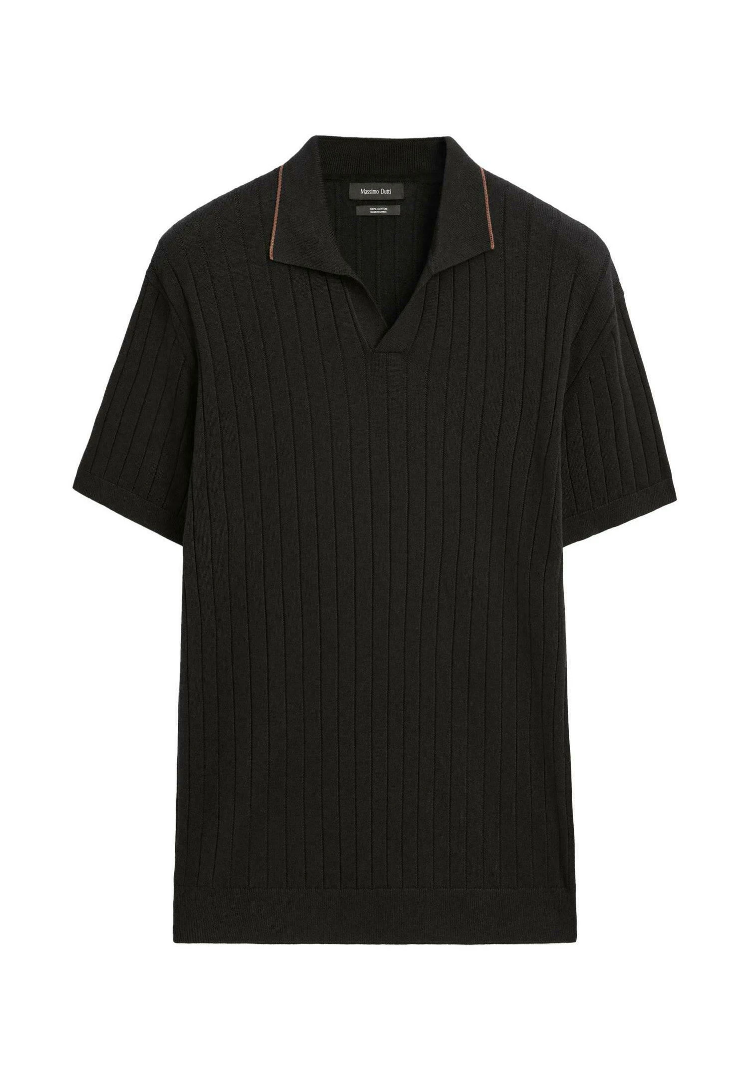Massimo Dutti RIBBED - Polo Shirt - Black 6 Massimo Dutti RIBBED - Polo Shirt - Black - Image 4