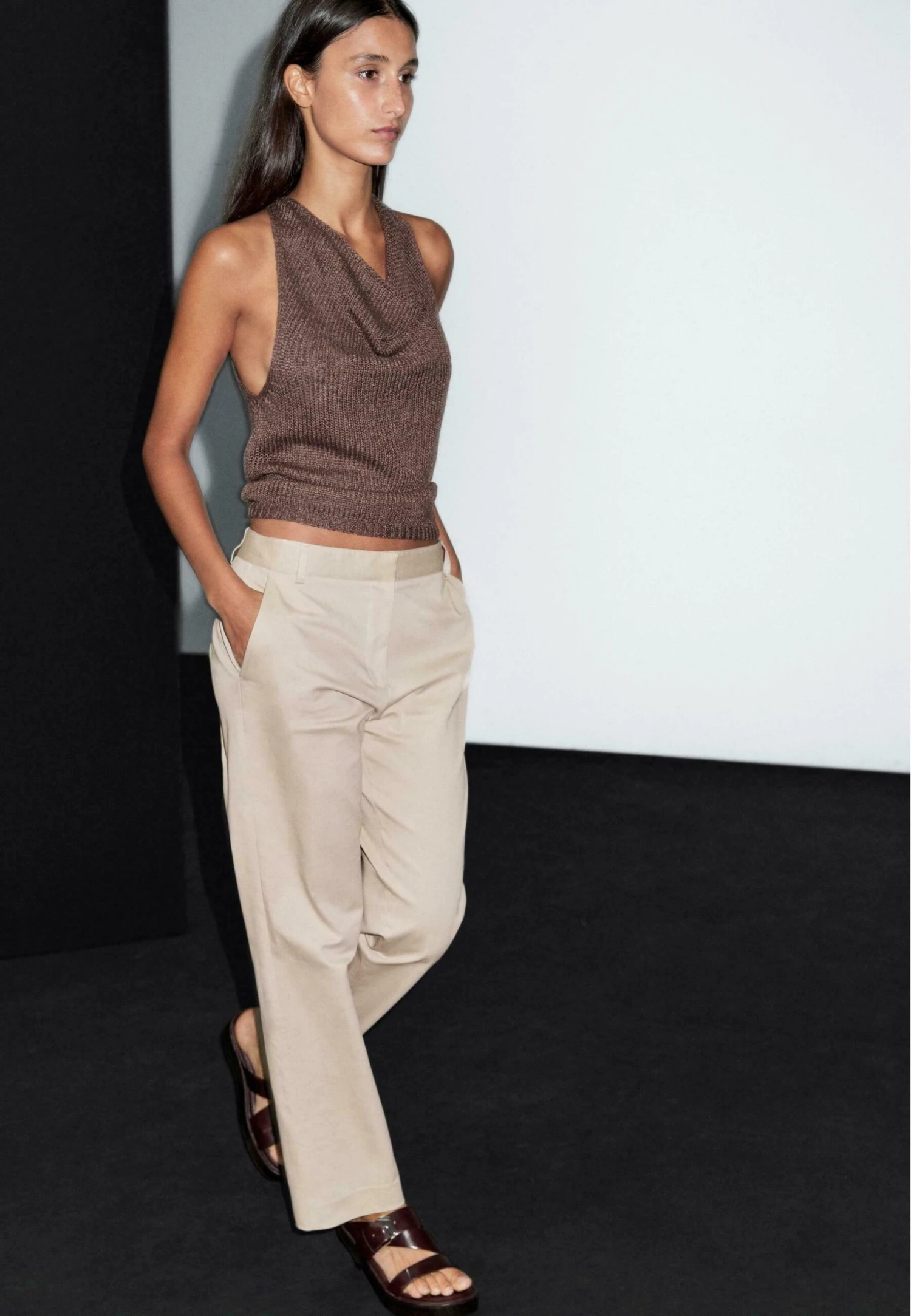 Massimo Dutti STRAIGHT-LEG - Trousers - BEIGE 6 Massimo Dutti STRAIGHT-LEG - Trousers - BEIGE - Image 4