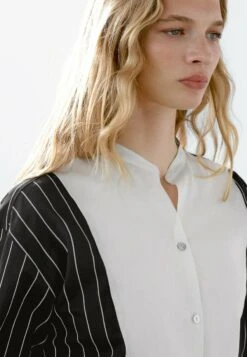 Massimo Dutti STRIPED CHEST GARMENT - Button-down Blouse - Black -Massimo Dutti Shop 1cd1115d9a394463b30232a824c48e64
