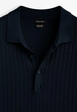 Massimo Dutti Vertical Textured - Polo Shirt - Blue -Massimo Dutti Shop 1cf40760fd8743ce9e9ebec7bae16879
