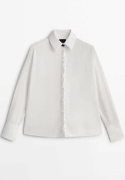 Massimo Dutti Studio-With Ruffle Detail- Button-Down Blouse - White -Massimo Dutti Shop 1d4576487aa148d78b1e43a09f72b38a