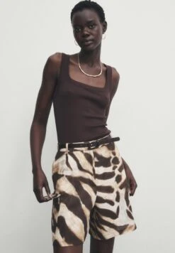 Massimo Dutti Bermuda With Animal Print - Shorts - Brown
