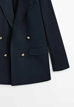 Massimo Dutti Mock Double-Breasted Buttoned - Short Coat - Dark Blue -Massimo Dutti Shop 1d5574b80c67438aa04a5a742caee246