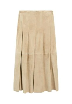 Massimo Dutti LONG PLEATED SUEDE FINISH - Leather Skirt - Beige -Massimo Dutti Shop 1d5f20299bc44895af0b37fb51aab49c