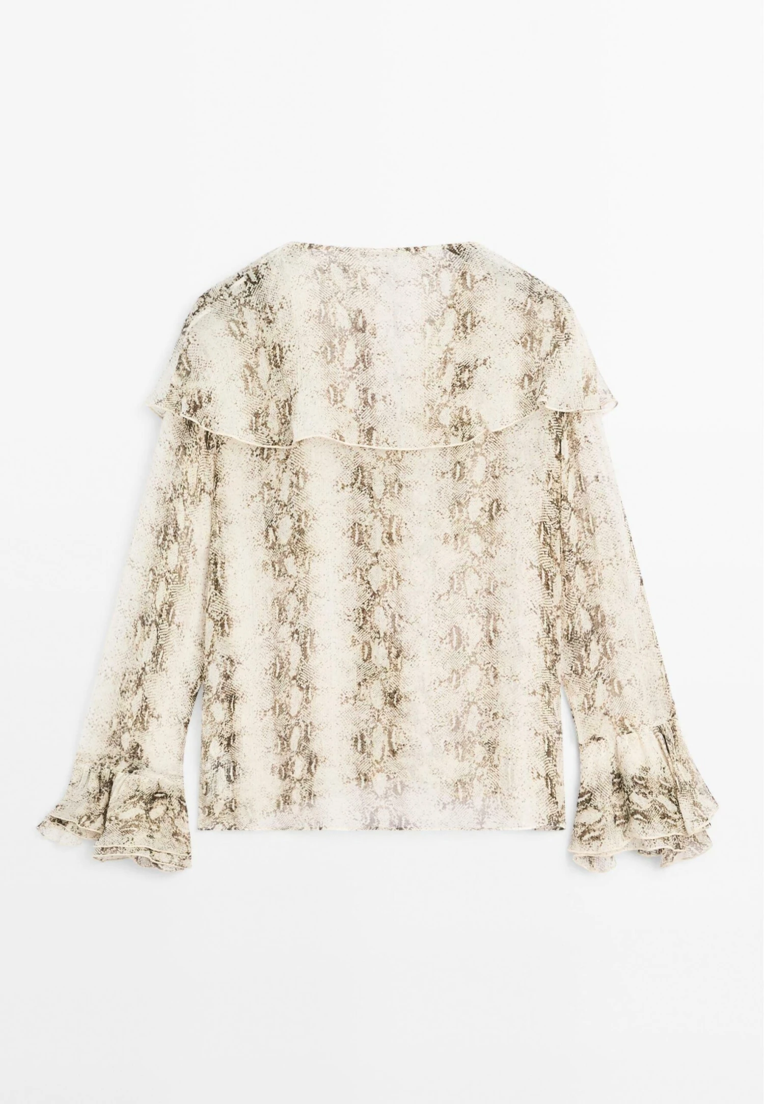 Massimo Dutti SNAKESKIN PRINT GARMENT WITH RUFFLES - Blouse - Beige 9 Massimo Dutti SNAKESKIN PRINT GARMENT WITH RUFFLES - Blouse - Beige - Image 7