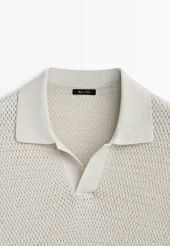 Massimo Dutti Textured Short Sleeve - Polo Shirt - Beige -Massimo Dutti Shop 1d706f705fe543388f2a80ea11f6ead9