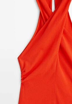 Massimo Dutti Gathered Crossover Halter Neck- Day Dress - Coral -Massimo Dutti Shop 1e30e982454b489db5f24db0df1db455