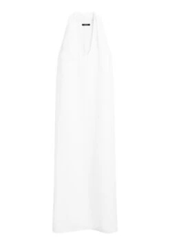 Massimo Dutti LONG FLOUNCE V-NECK - Day Dress - White