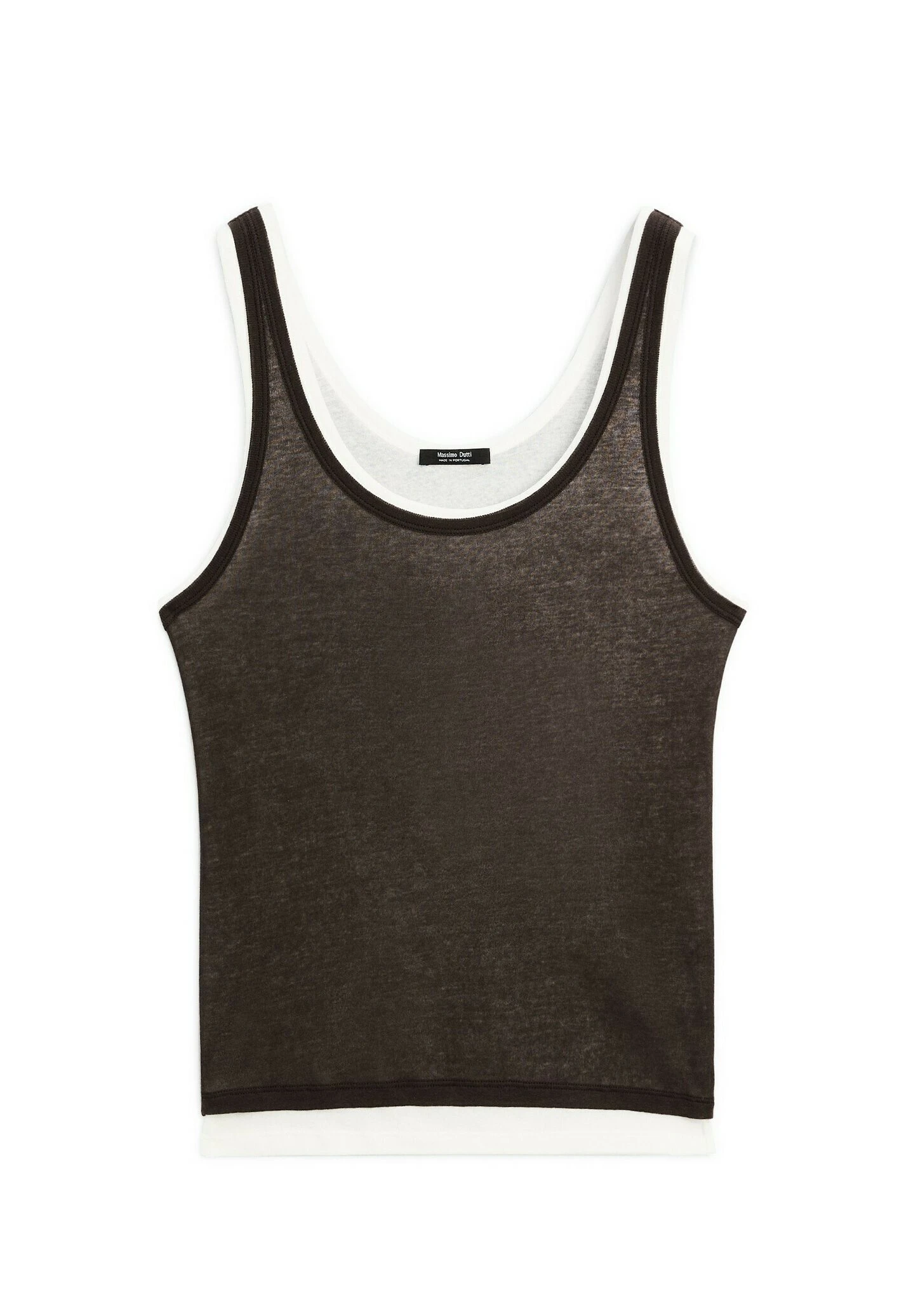 Massimo Dutti DOUBLE-STRAP WITH ROUND NECK - Basic T-shirt - Dark Brown 6 Massimo Dutti DOUBLE-STRAP WITH ROUND NECK - Basic T-shirt - Dark Brown - Image 4