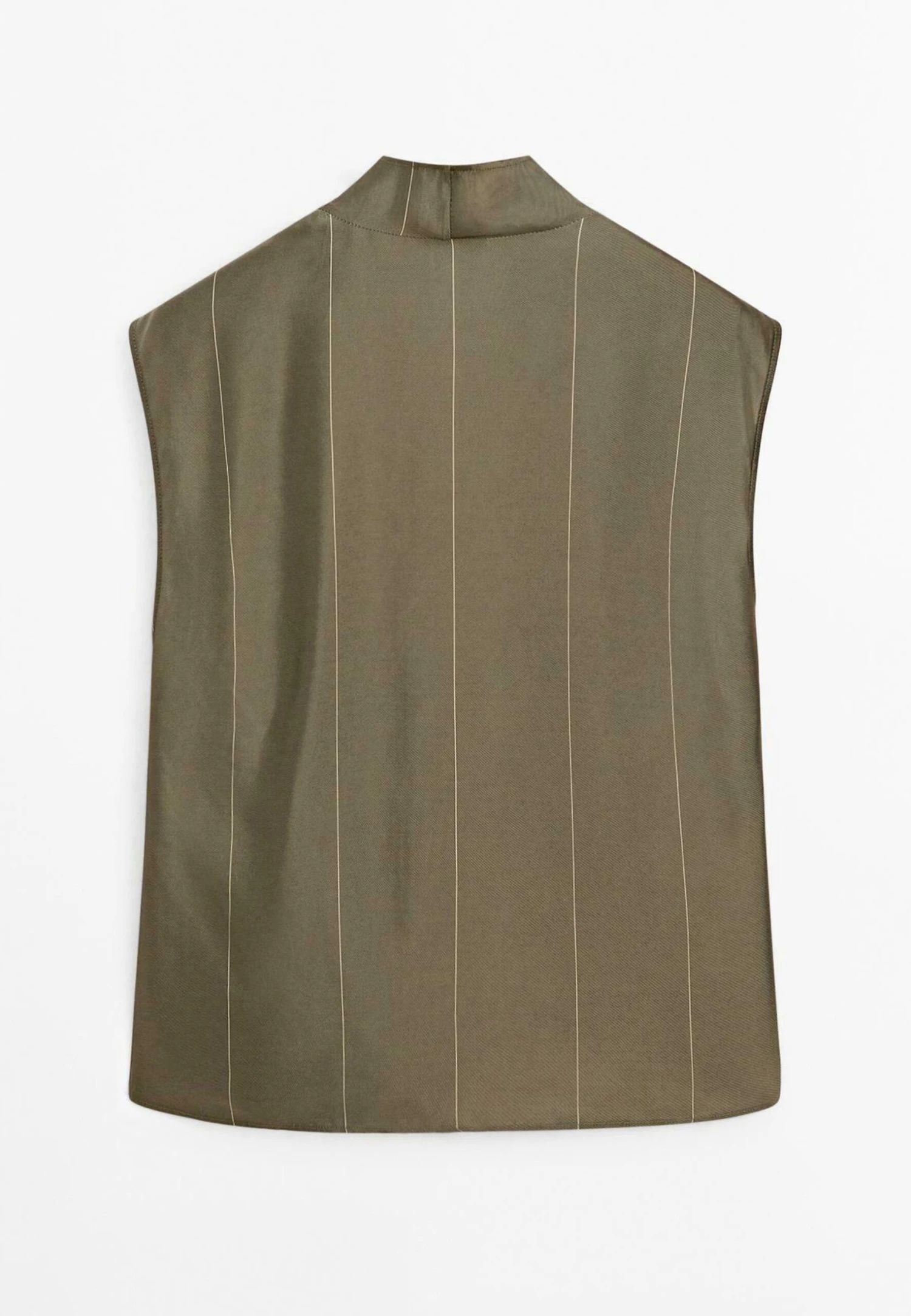 Massimo Dutti FLOWING GARMENT WITH STRIPED DETAILS - Blouse - Khaki 8 Massimo Dutti FLOWING GARMENT WITH STRIPED DETAILS - Blouse - Khaki - Image 6