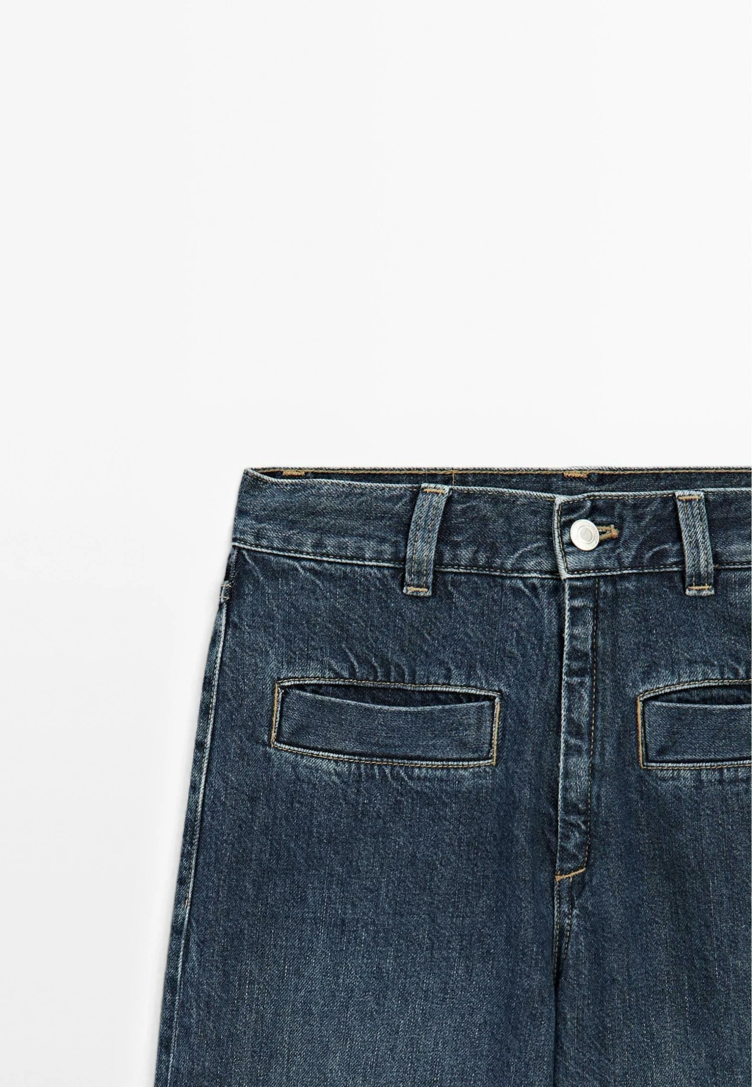 Massimo Dutti HIGH-WAIST WIDE-LEG WITH POCKETS - Wide Leg - Blue 12 Massimo Dutti HIGH-WAIST WIDE-LEG WITH POCKETS - Wide Leg - Blue - Image 10