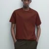 Massimo Dutti WIDE FIT SHORT SLEEVE WITH CREW NECK - Basic T-shirt - DARK RED -Massimo Dutti Shop 1fa51f5171374010a41bd94f3ee81e35