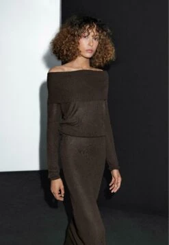 Massimo Dutti DRAPED BOAT NECK - Jumper - Brown -Massimo Dutti Shop 1fe2fcb05d8a4abdbca2d98af1d7aa2e