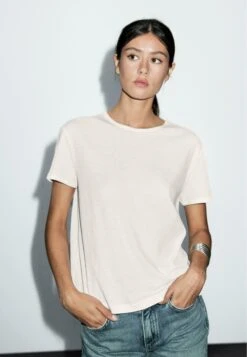 Massimo Dutti SHORT-SLEEVE WITH CREW NECK - Basic T-shirt - White