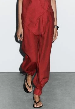 Massimo Dutti SAROUEL WITH TIE - Trousers - Red