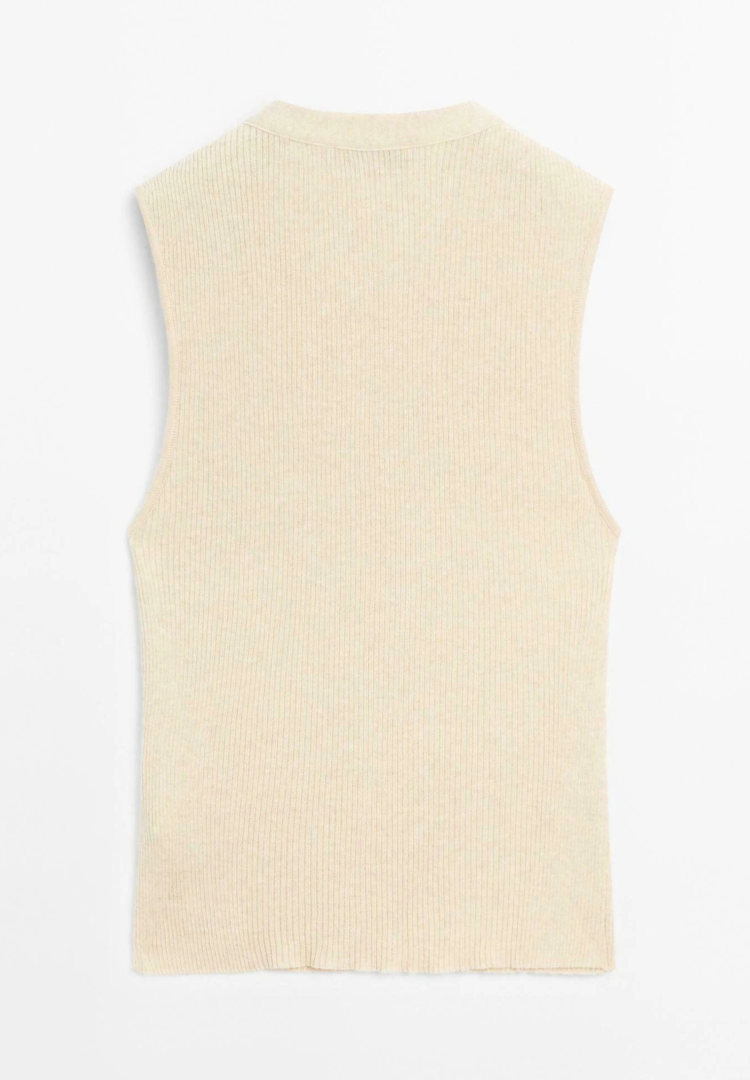 Massimo Dutti V-NECK RIBBED WITH COLLAR DETAIL - Top - Beige 10 Massimo Dutti V-NECK RIBBED WITH COLLAR DETAIL - Top - Beige - Image 8