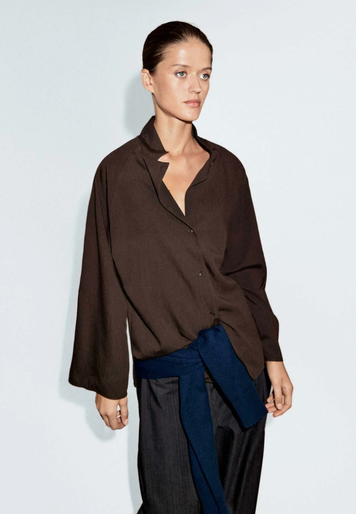 Massimo Dutti Button-down Blouse - Dark Brown 7 Massimo Dutti Button-down Blouse - Dark Brown - Image 5