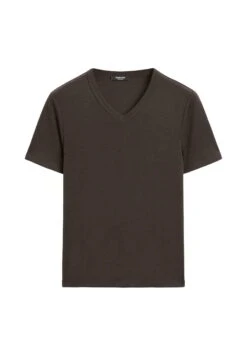 Massimo Dutti V-NECK SHORT SLEEVE - Basic T-shirt - Dark Brown 11 Massimo Dutti V-NECK SHORT SLEEVE - Basic T-shirt - Dark Brown -Massimo Dutti Shop 20debda5edbe4942aa793175cb965e82