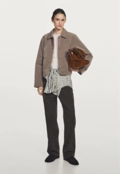 Massimo Dutti SHORT WATER-REPELLENT PUFFER - Light Jacket - Mottled Brown