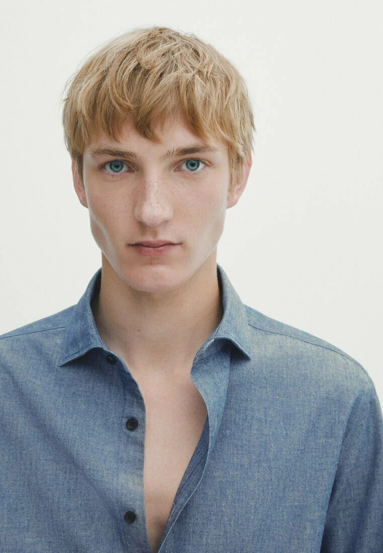 Massimo Dutti Chambray- Shirt - Blue Denim 6 Massimo Dutti Chambray- Shirt - Blue Denim - Image 4