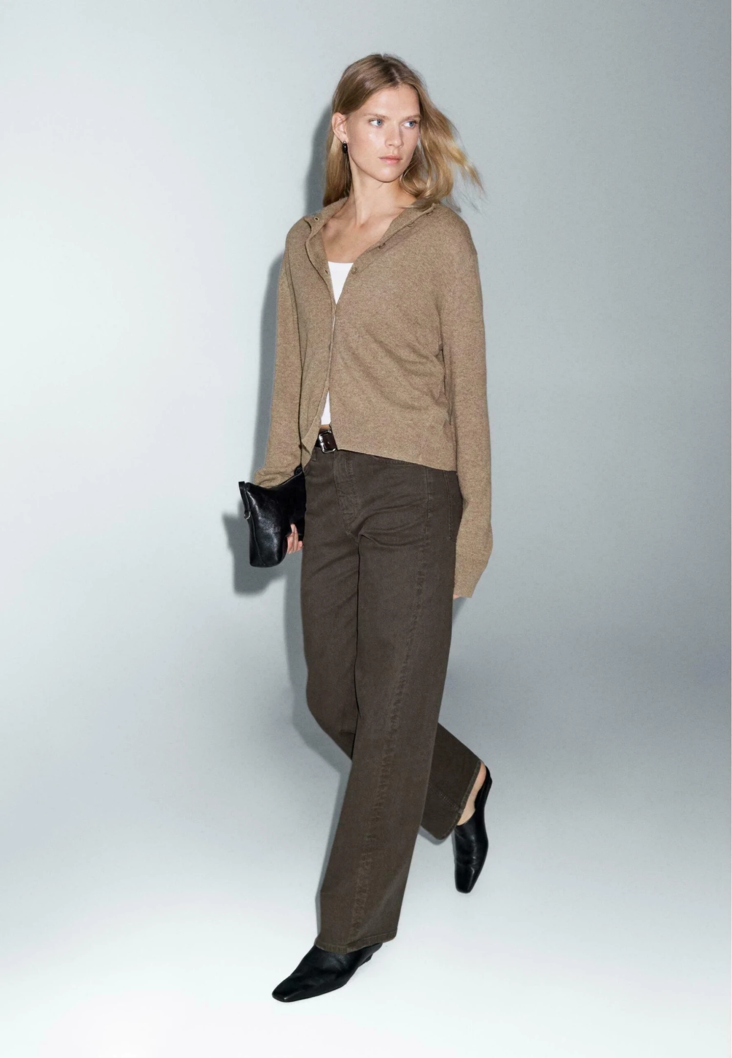 Massimo Dutti HIGH-WAIST WIDE-LEG - Wide Leg - Dark Brown 6 Massimo Dutti HIGH-WAIST WIDE-LEG - Wide Leg - Dark Brown - Image 4