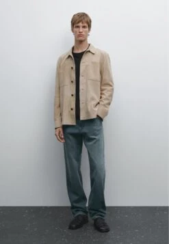 Massimo Dutti OVERSHIRT - Leather Jacket - Beige -Massimo Dutti Shop 21b40593c47c457ba1c025b0dc906a3d