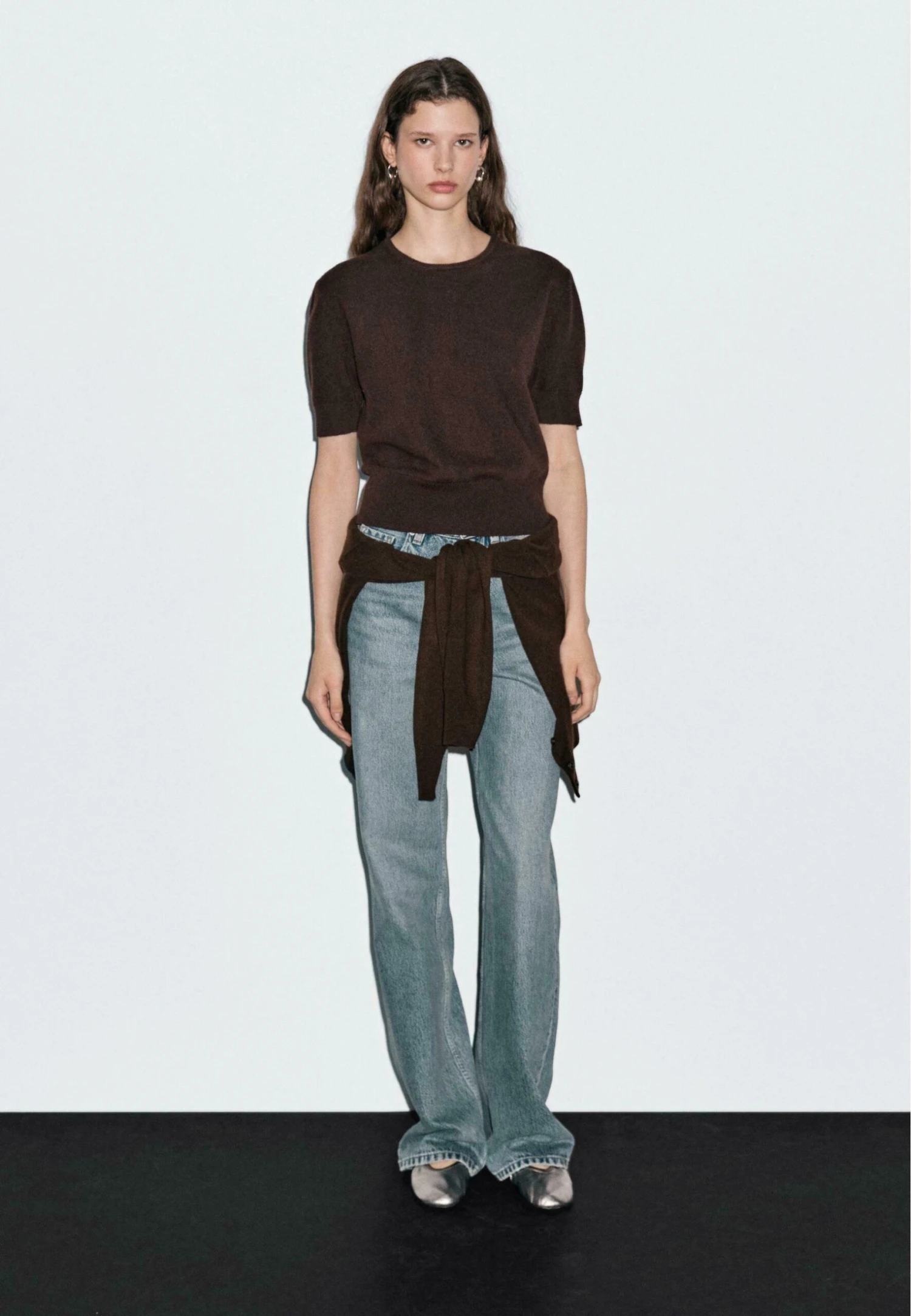 Massimo Dutti CREW NECK WITH SHORT SLEEVES - Basic T-shirt - Dark Brown 5 Massimo Dutti CREW NECK WITH SHORT SLEEVES - Basic T-shirt - Dark Brown - Image 3