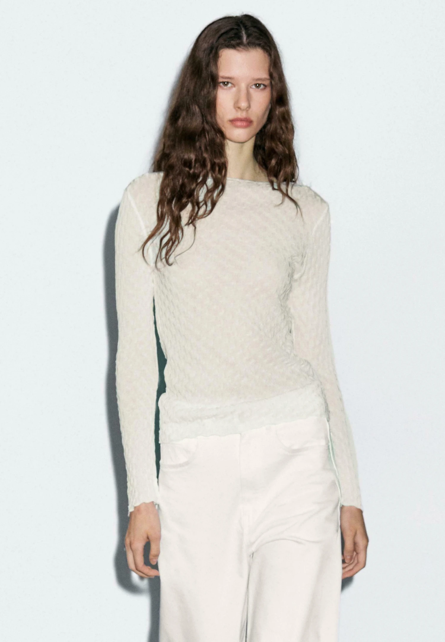 Massimo Dutti CREW NECK LONG SLEEVE TEXTURED - Long Sleeved Top - Light Yellow 3 Massimo Dutti CREW NECK LONG SLEEVE TEXTURED - Long Sleeved Top - Light Yellow