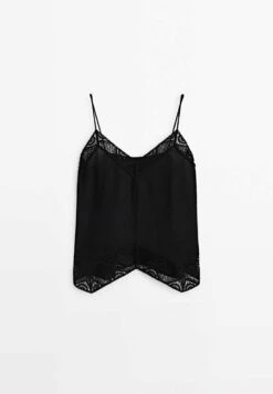 Massimo Dutti Straps With Crochet Detail - Top - Black -Massimo Dutti Shop 22320e2b2c3f4fb7a51c01be8ac85edd