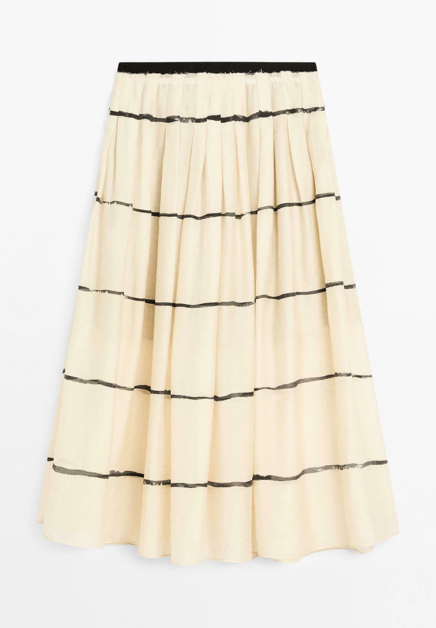 Massimo Dutti STRIPED FLOWING MIDI - Pleated Skirt - Beige 12 Massimo Dutti STRIPED FLOWING MIDI - Pleated Skirt - Beige - Image 10