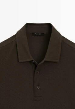 Massimo Dutti TEXTURED SHORT SLEEVE POLO NECK - Polo Shirt - Mottled Dark Brown -Massimo Dutti Shop 227329dca659450b930dacf91e103606