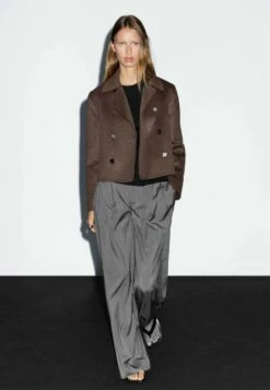 Massimo Dutti SHORT DOUBLE-BREASTED - Short Coat - Mottled Dark Brown -Massimo Dutti Shop 22a42c4d93b24669a538a077cbc2de60