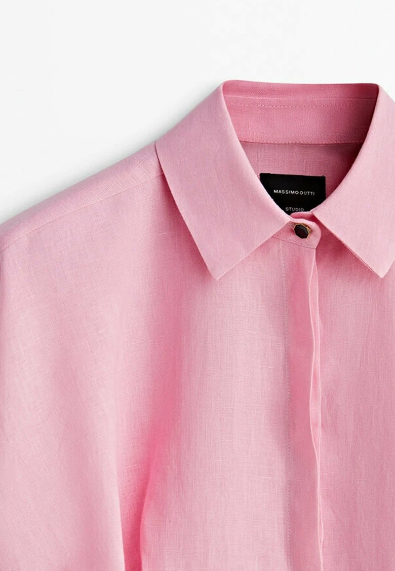 Massimo Dutti Studio Cropped- Button-Down Blouse - Pink 8 Massimo Dutti Studio Cropped- Button-Down Blouse - Pink - Image 6